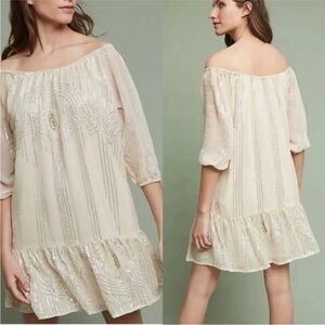 Carolina K-Sequin Embellished Cream Dress from Anthropologie XL